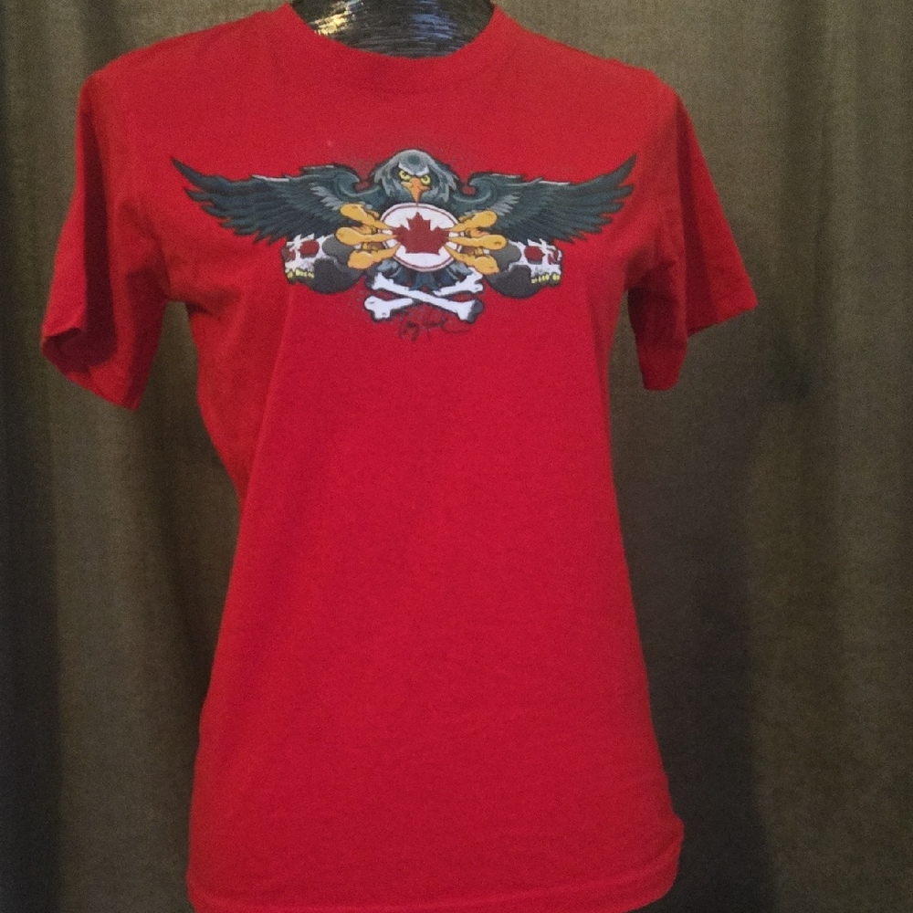 Tony Hawk Red Graphic Tee with Eagle Design